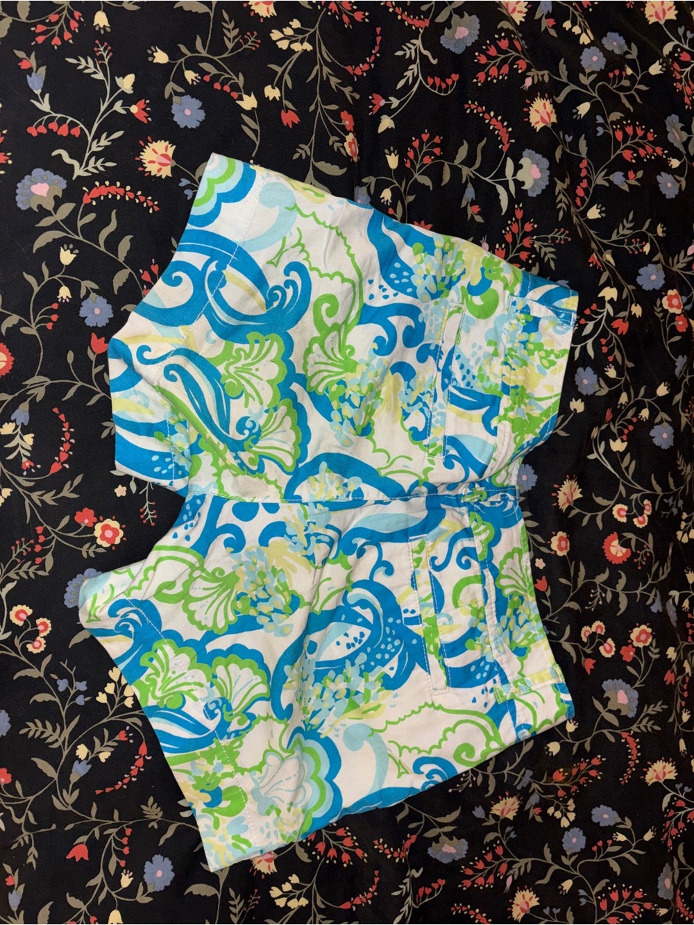 Lilly Pulitzer Callahan Shorts Size 0 Blue Green Floral Print - Picture 3 of 5